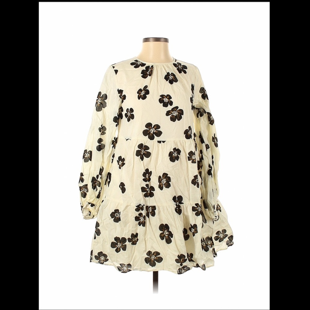 Floral Tiered Mini Dress w/Puff Sleeves XS, NWT